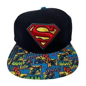 NEW DC Comics Superman Snapback Cap Adjustable Whap Bam Krack Comic Print Adult